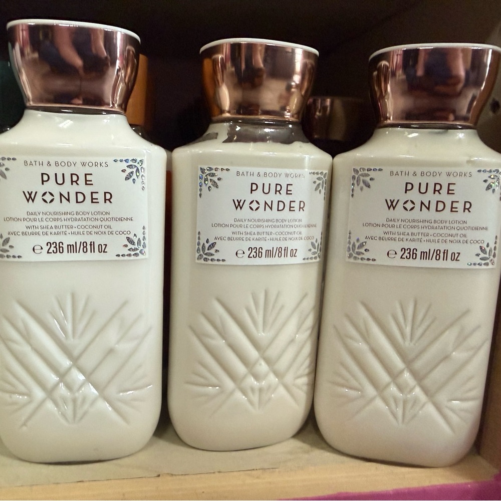 3 Bath & Body Works Pure Wonder Lotion - Cream and Gold